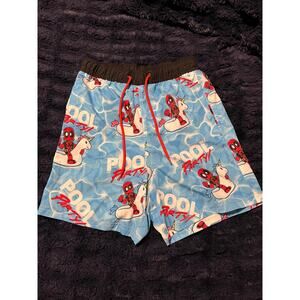 Marvel Deadpool Mens Medium Swim Trunks Pool Party Shorts NWOT
